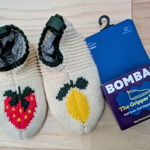 Bombas Kids Slippers in Cream with Strawberry and Lemon Design